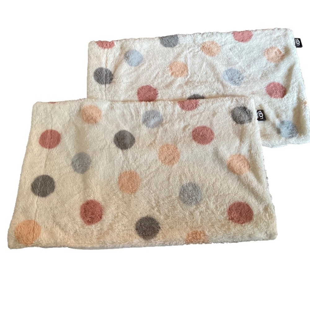 UGG Kids Polka Dot pillow shams- Cream with Pink & Gray Dots